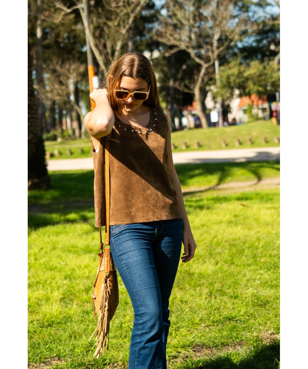 Musculosas de cuero Natura Marrón