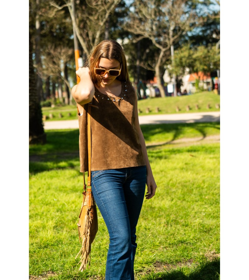 Musculosas de cuero Natura Marrón