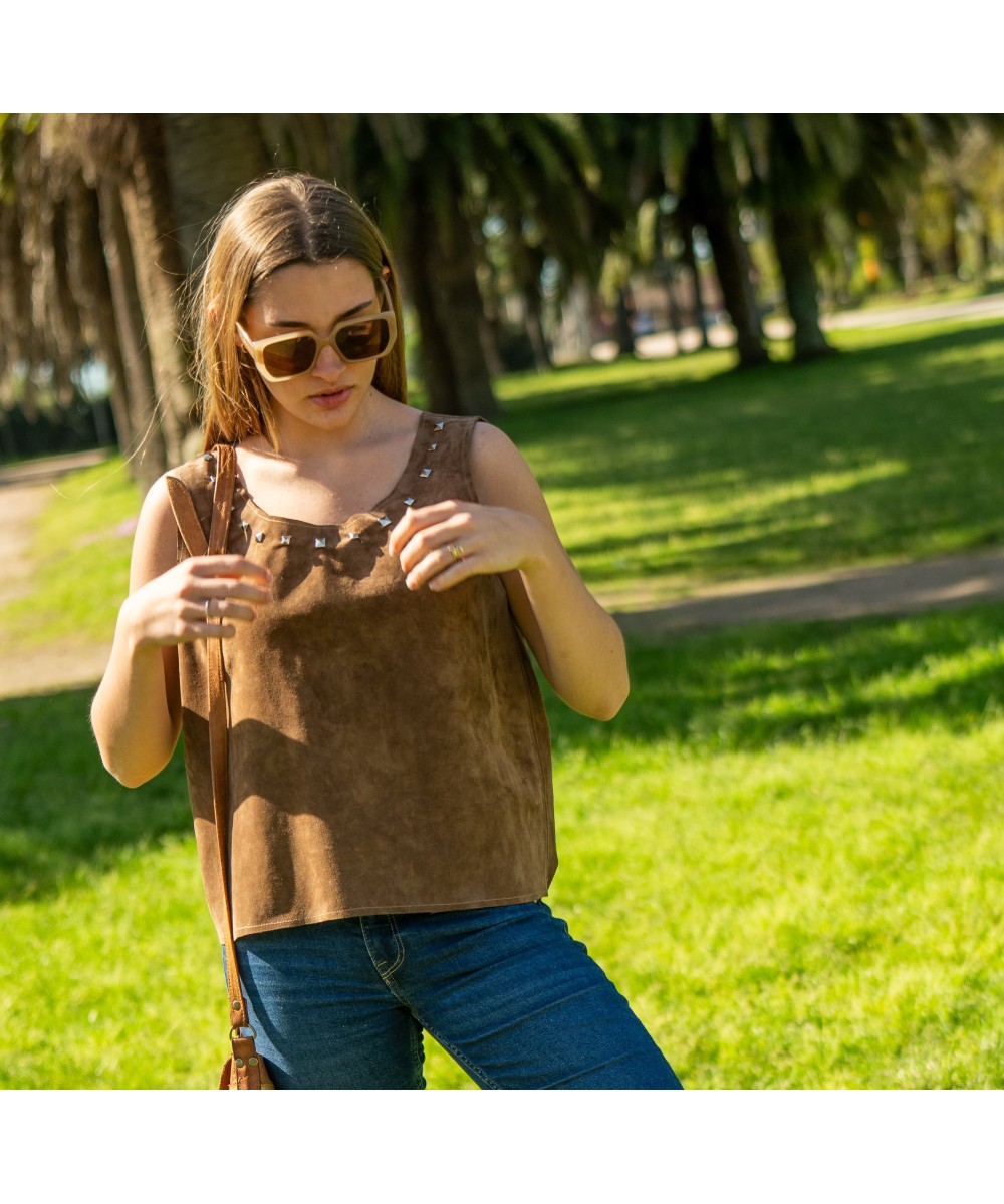 Musculosas de cuero Natura Marrón