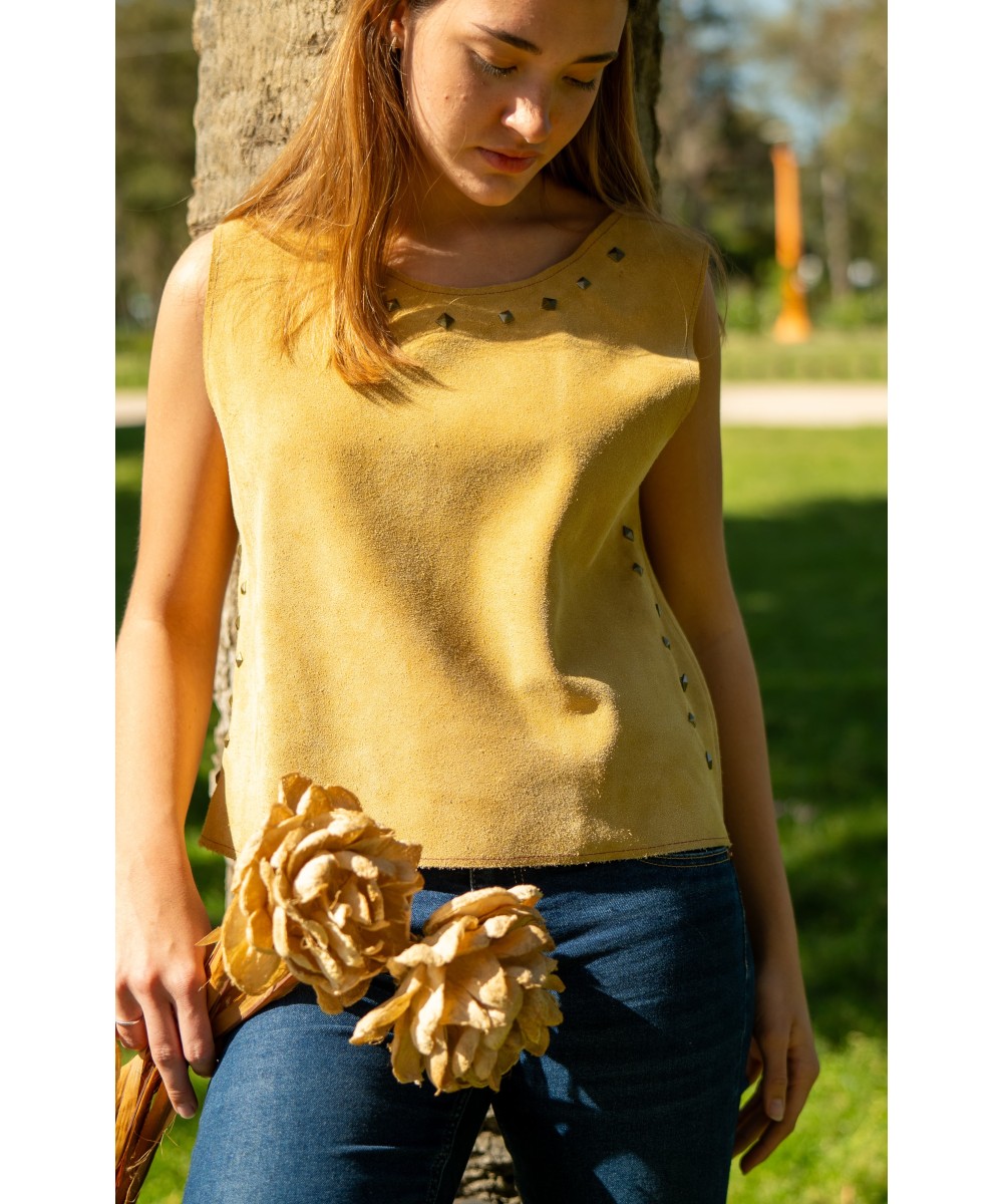 Musculosas de cuero Natura Mostaza